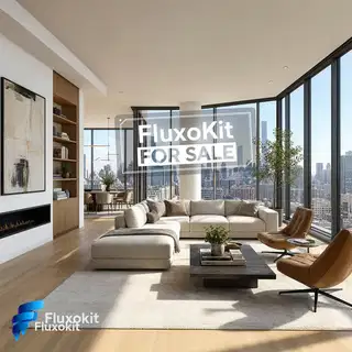 Flux 2 Pro - Adicione uma placa "à venda" da FluxoKit na janela da sala