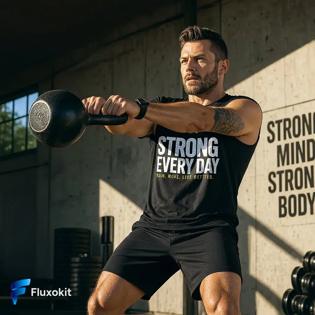 Real Flux Kontext Edit generation: Place the FluxoKit logo on the coach's tank top, fabric-conformed