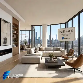 Grok Image Edição - Adicione uma placa "à venda" da FluxoKit na janela da sala