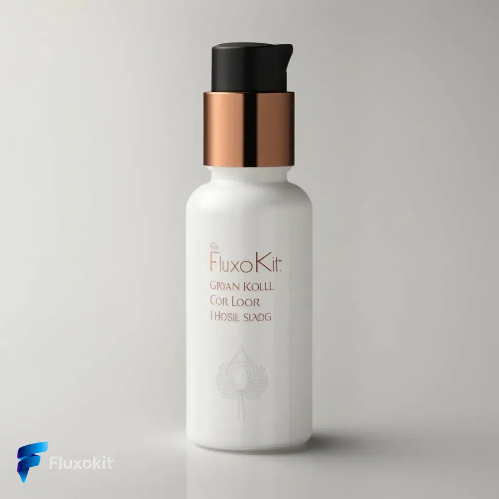 Real MiniMax Image-01 Edit generation: Emboss the FluxoKit logo as a subtle foil stamp on the serum bottle label