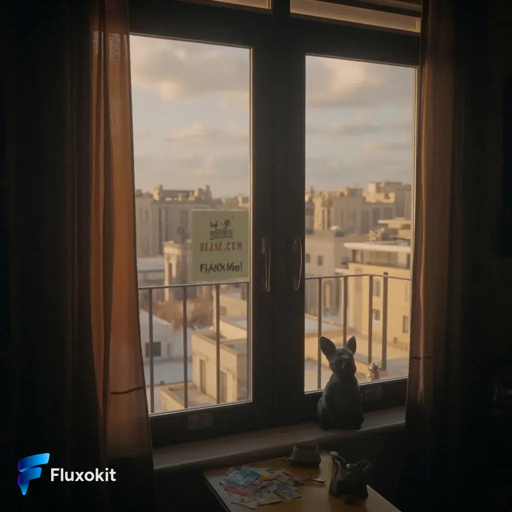 Real MiniMax Image-01 Edit generation: Add a tasteful FluxoKit 'for sale' sign in the living-room window
