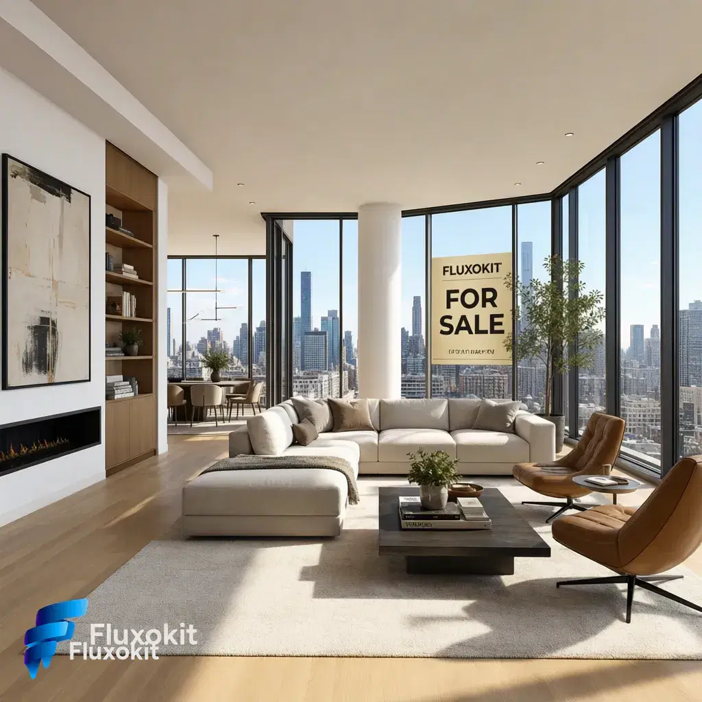 Real QWEN Image Editor 2.0 Pro generation: Add a tasteful FluxoKit 'for sale' sign in the living-room window