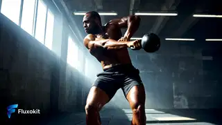 Higgsfield Soul - Treinador em movimento numa academia iluminada, capa fitness