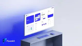 Higgsfield Soul - Mockup isométrico do painel "Fluxo", tons de azul, hero de SaaS