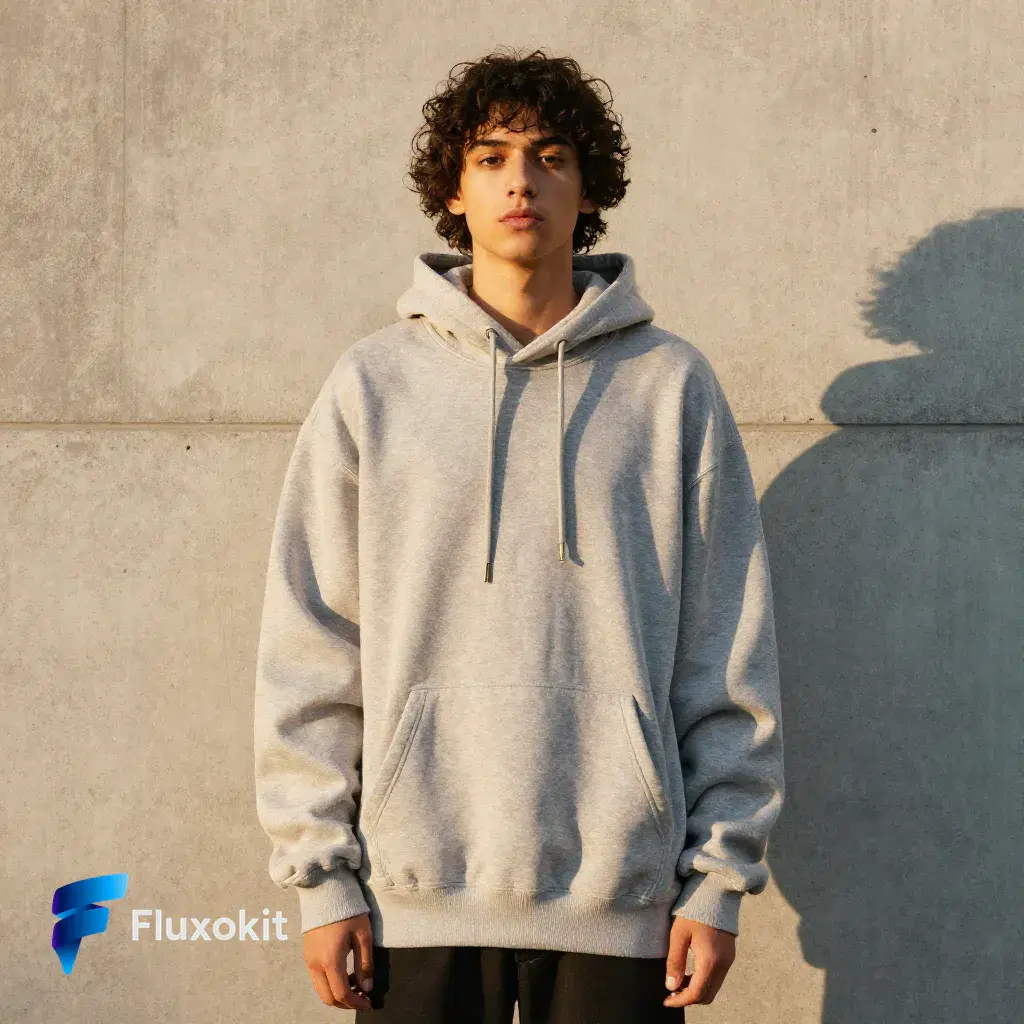 Real Image Z-Turbo LoRA generation: Streetwear lookbook: a model in an oversized graphic hoodie against a painted concrete wal