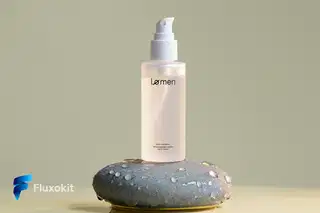 Reve Criar - Foto de produto: sérum "Lúmen" em pedra molhada, luz suave da manhã