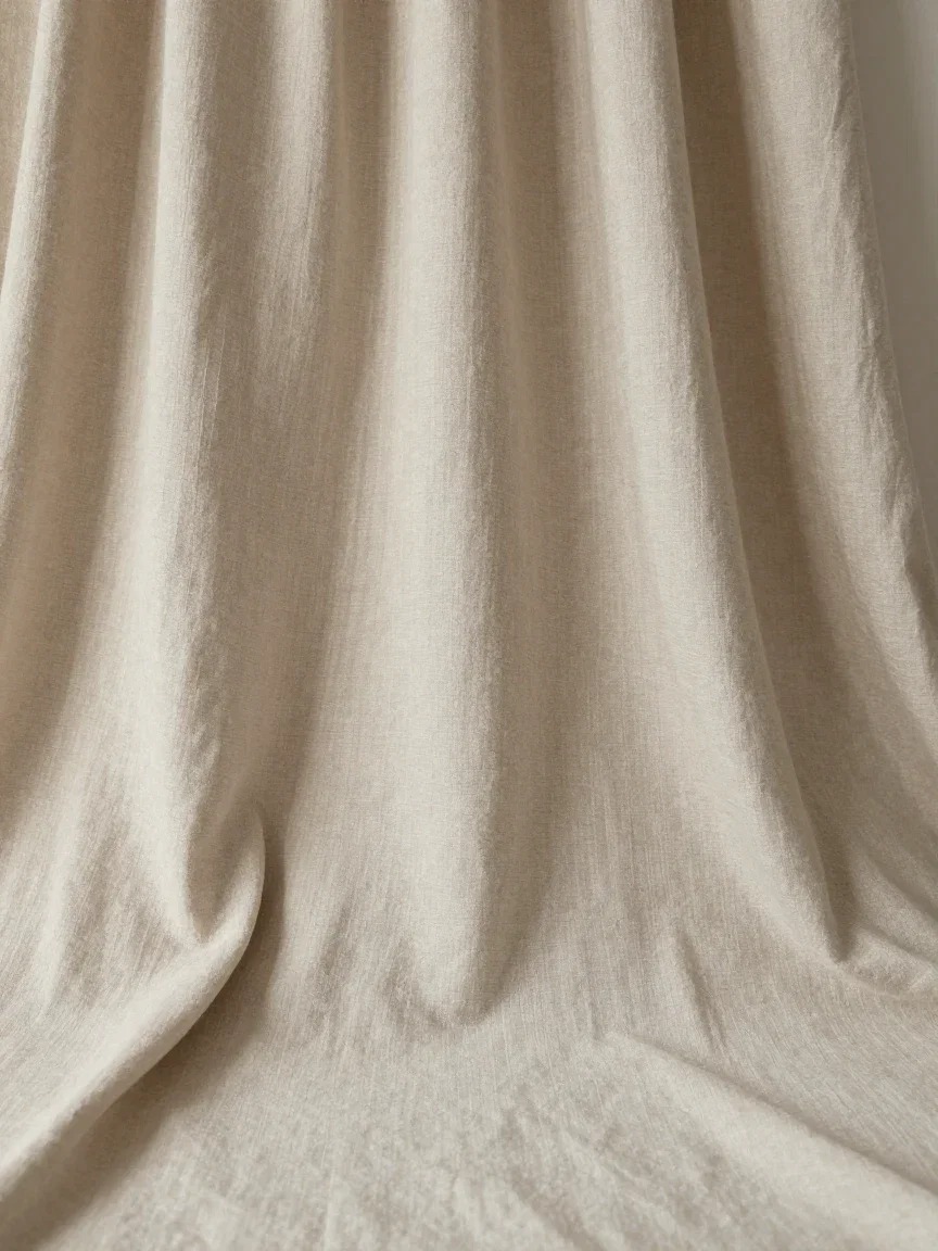 Generated backdrop of softly draped natural linen with window shadows, on FluxoKit