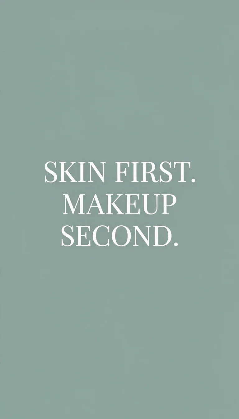 Sage-green social quote card in a fictional skincare brand's visual system, generated on FluxoKit