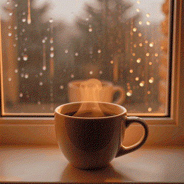 The actual looping GIF of steam rising from the coffee cup, generated and exported on FluxoKit
