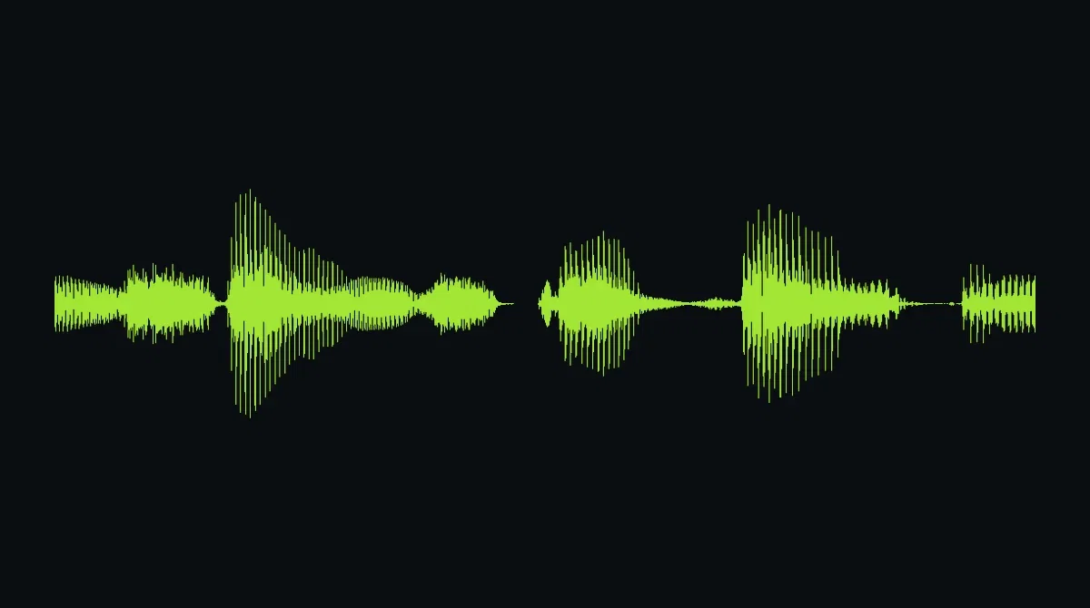 Waveform crop of the third AI voice speaking the shared sentence on FluxoKit