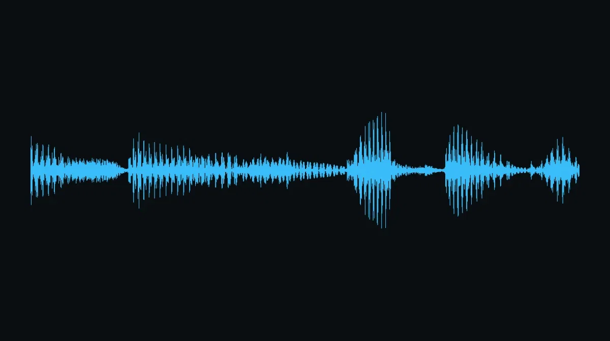 Waveform crop of the second AI voice speaking the shared sentence on FluxoKit