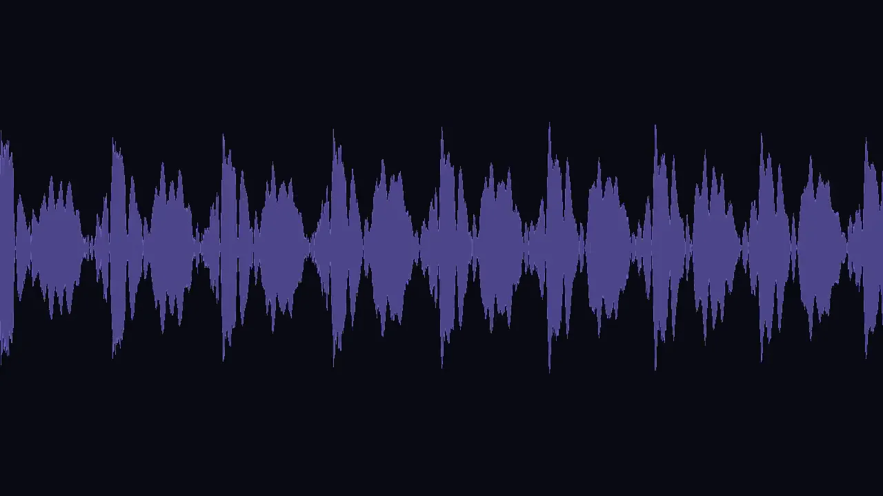 Animated waveform of an Eleven v3 take that whispers, shouts, and laughs on cue, generated on FluxoKit