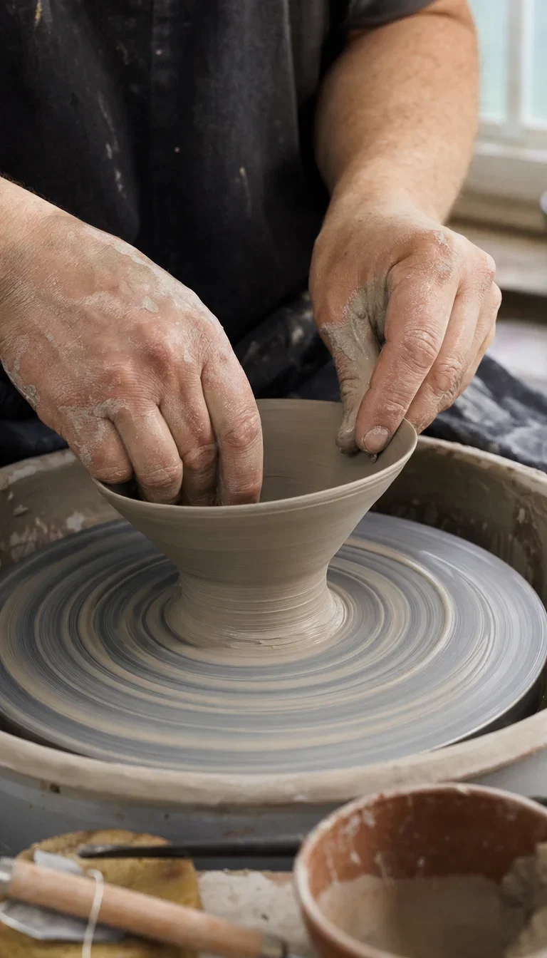 Hands shaping a ceramic dripper on a spinning wheel, rendered with GPT Image 2 for the GPT-5.2 campaign demo on FluxoKit