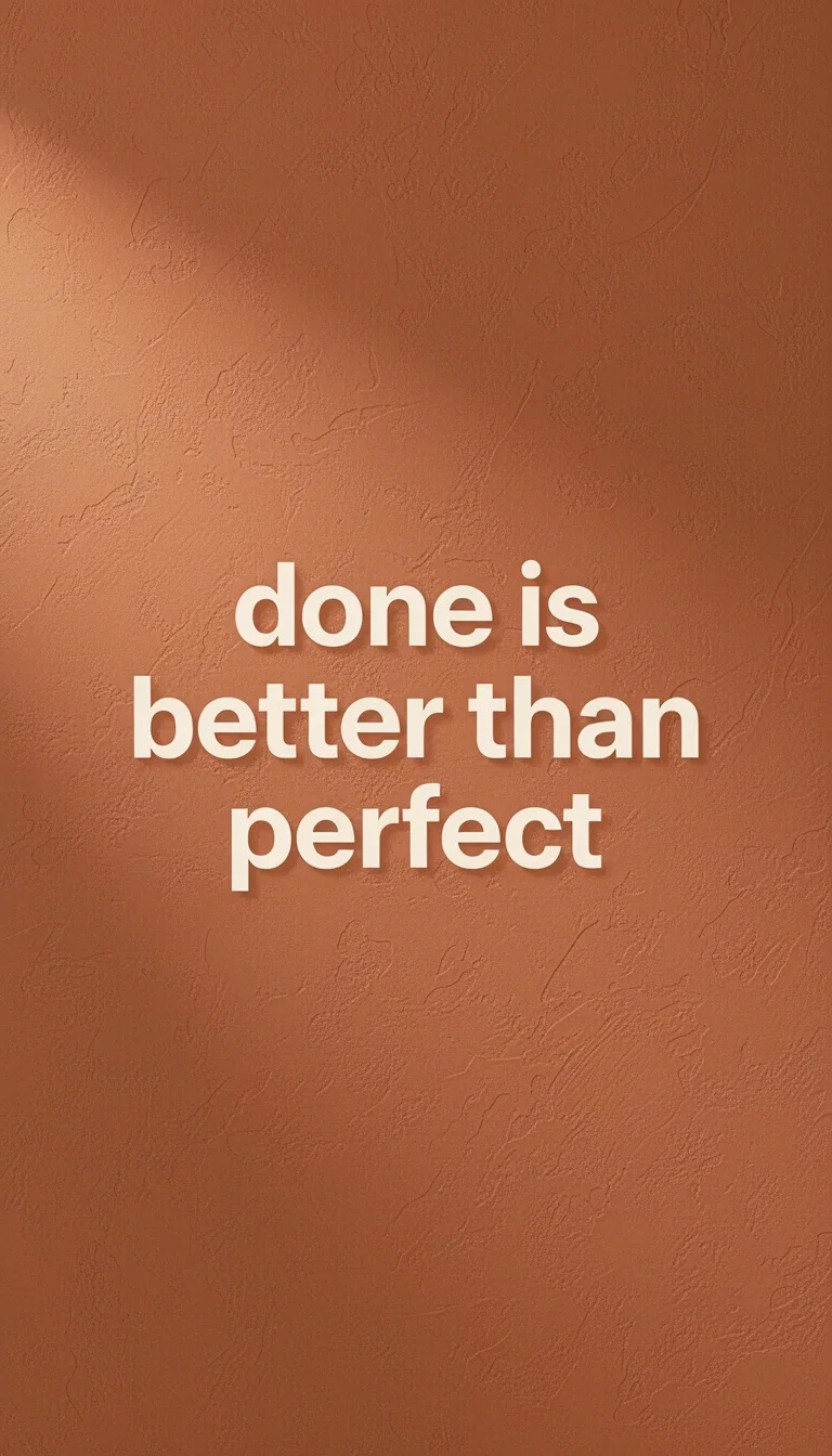 Instagram quote card reading done is better than perfect on terracotta, generated on FluxoKit