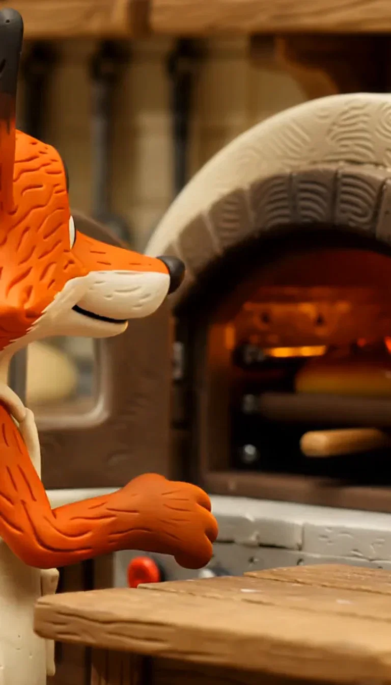 Tiny clay oven with bread tray, beat frame from a PixVerse V6 clay take on FluxoKit