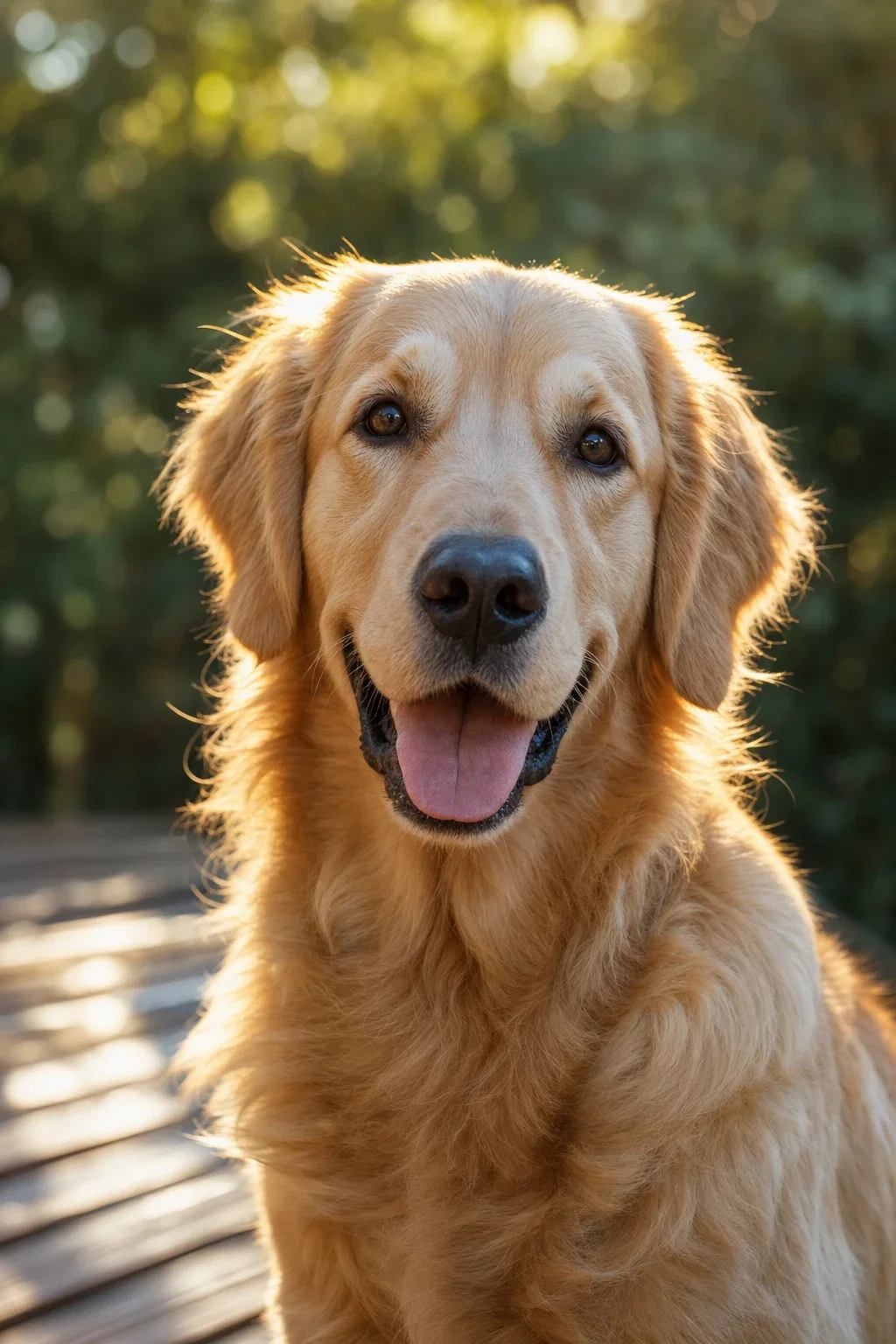 Golden retriever close-up rendered by GPT Image 2 from the enhanced prompt on FluxoKit