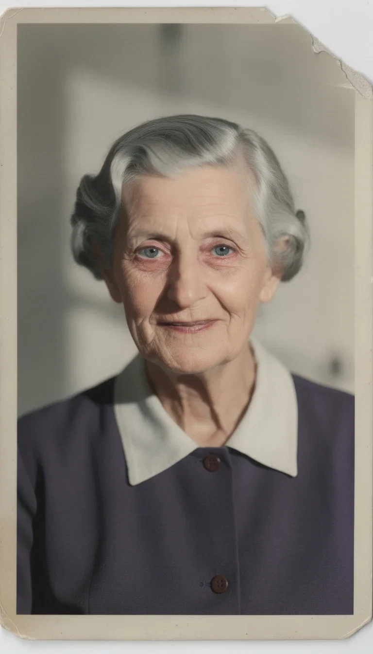 The same 1950s portrait restored and colorized with natural skin tones and the tear repaired on FluxoKit