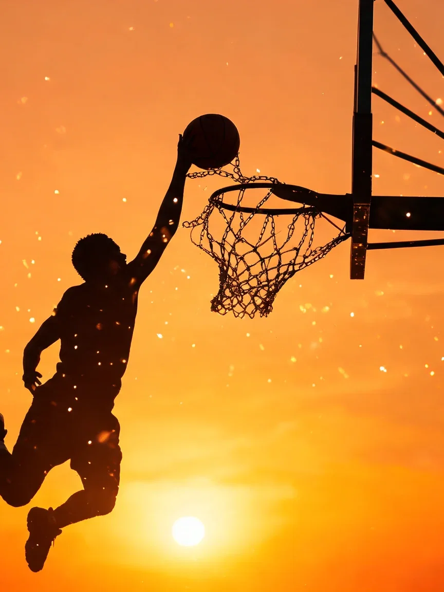 Playground dunk silhouetted against an orange sky, generated with Seedream 5 on FluxoKit