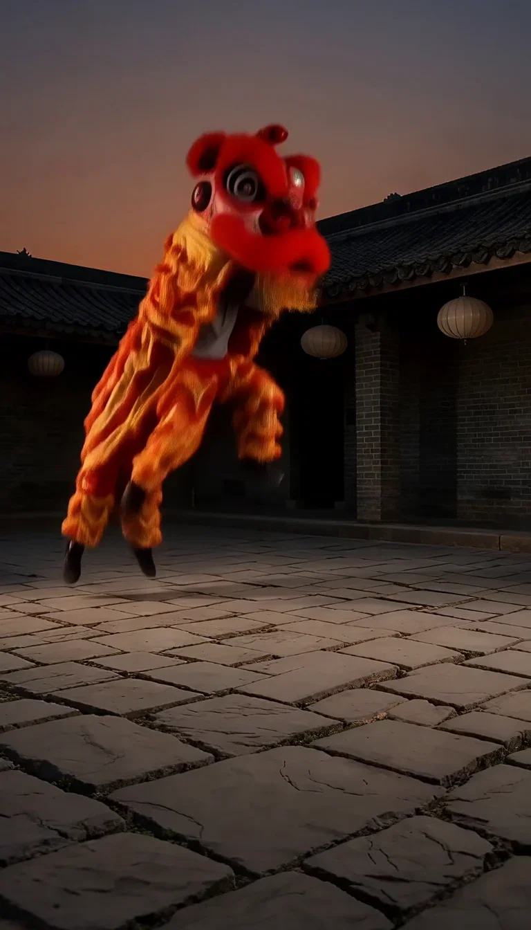 Thumbnail for Wan AI video example: lion dance in complex motion