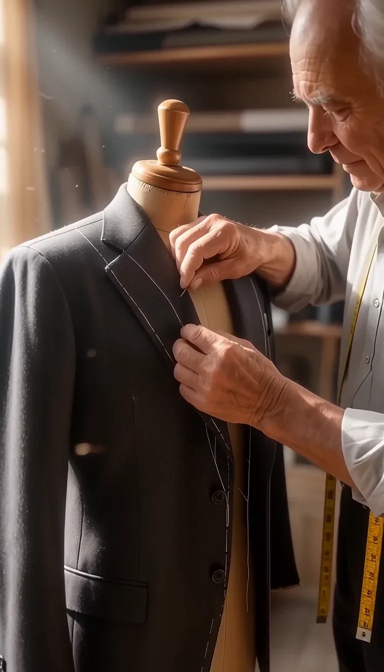 Warm window light across the tailor's workshop, beat frame from a Wan 2.7 take on FluxoKit